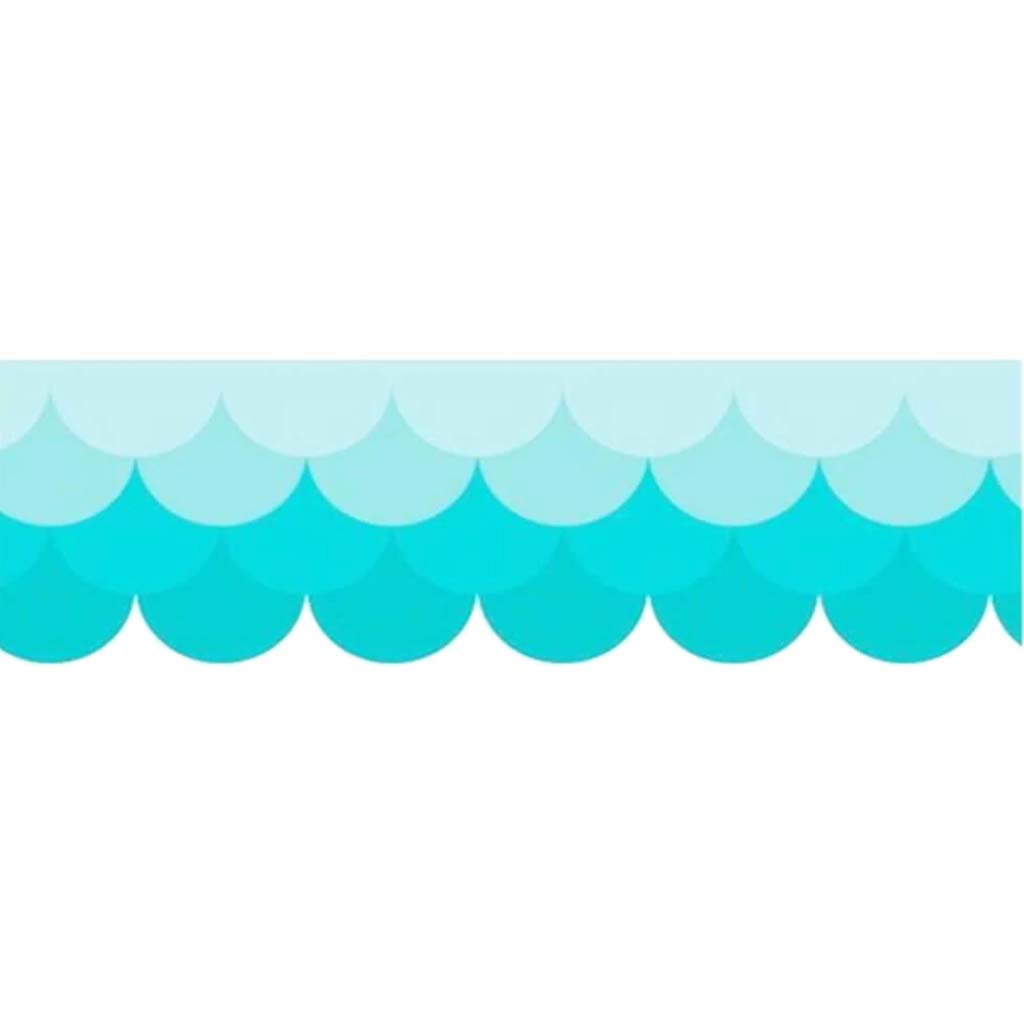 Painted Palette Ombre Turquoise Scallops Border