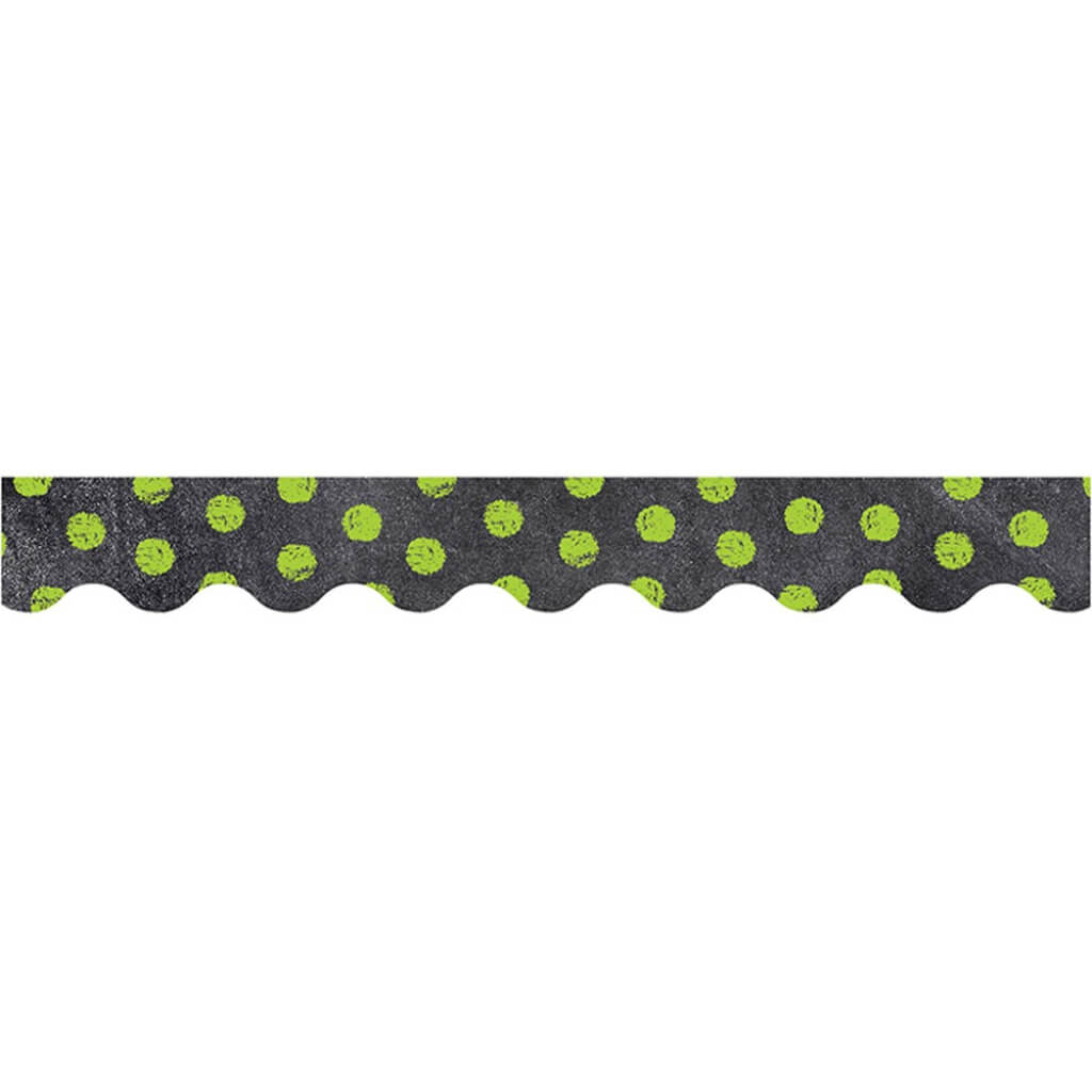 Dots on Chalkboard Lime Green Border