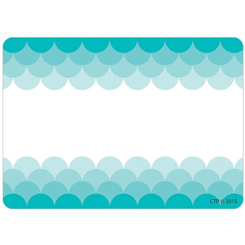 Ombre Turquoise Scallops Labels