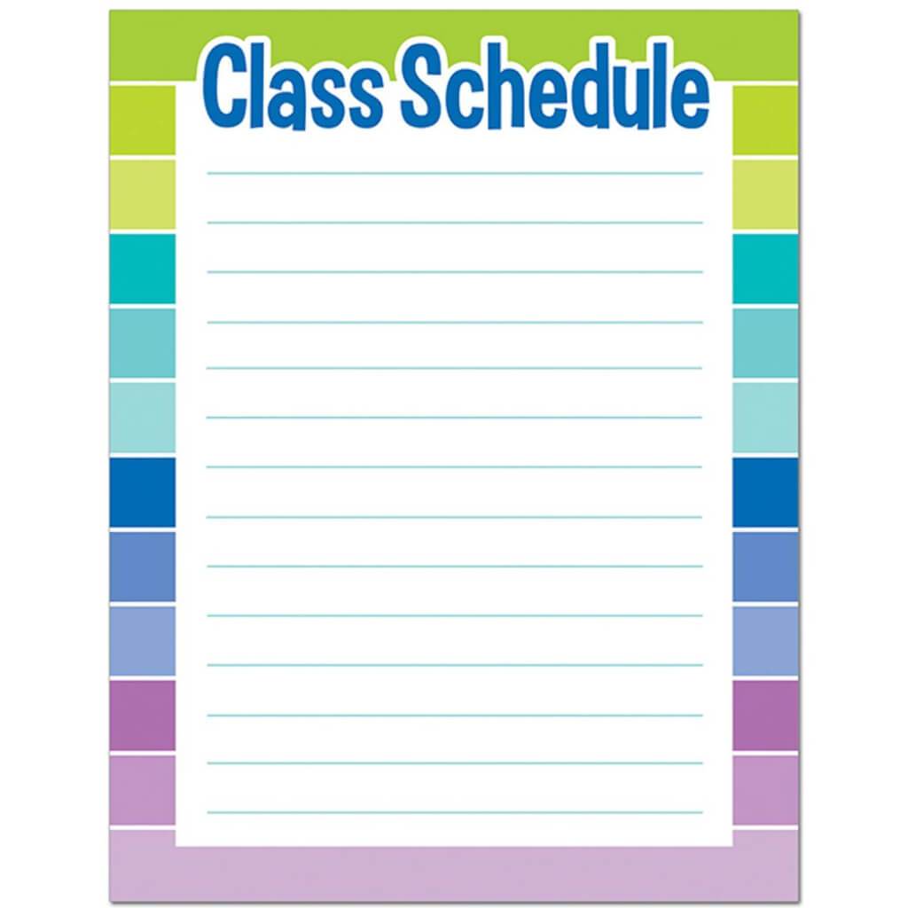 Painted Palette Class Schedule Chart