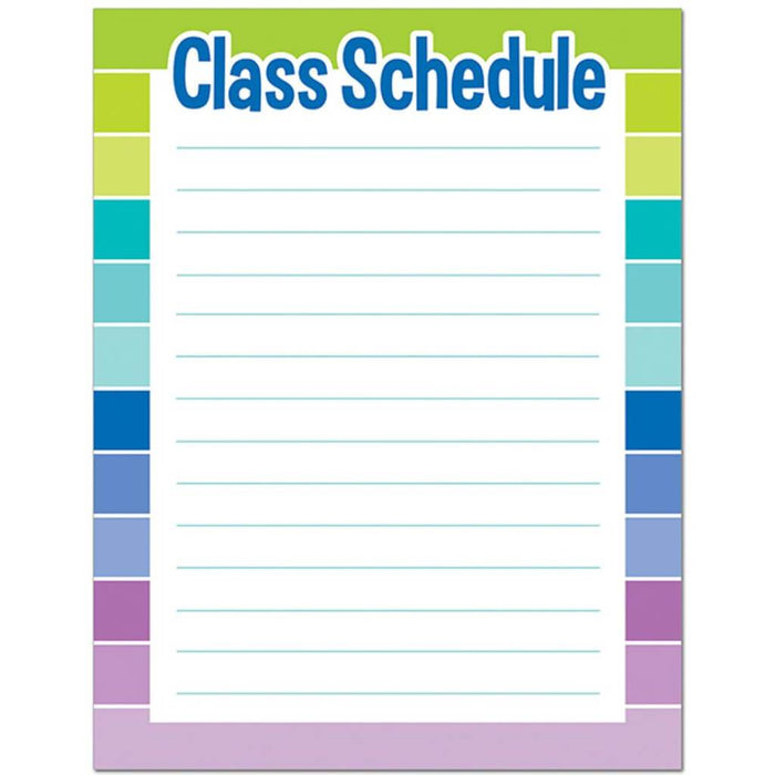 Painted Palette Class Schedule Chart