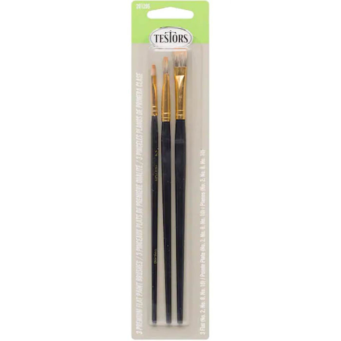 Testors Premium Brushes Flat 3pcs