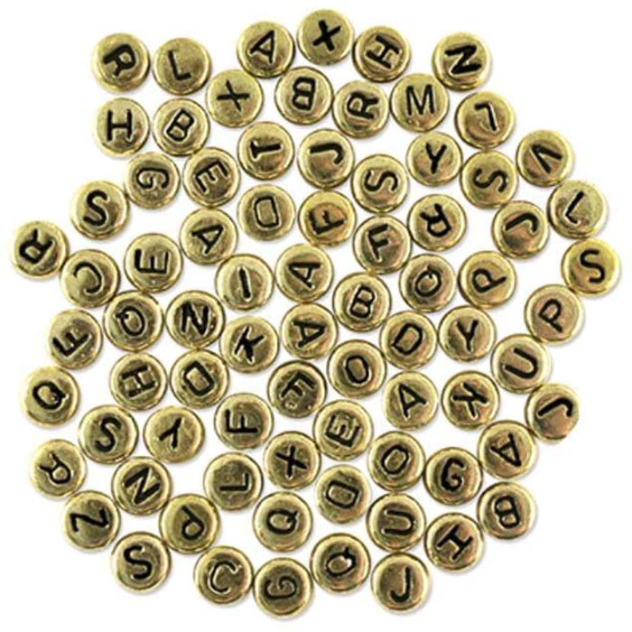 Alphabet Beads: 7mm Round x90 (4mm Thick) A) Multi Mix 