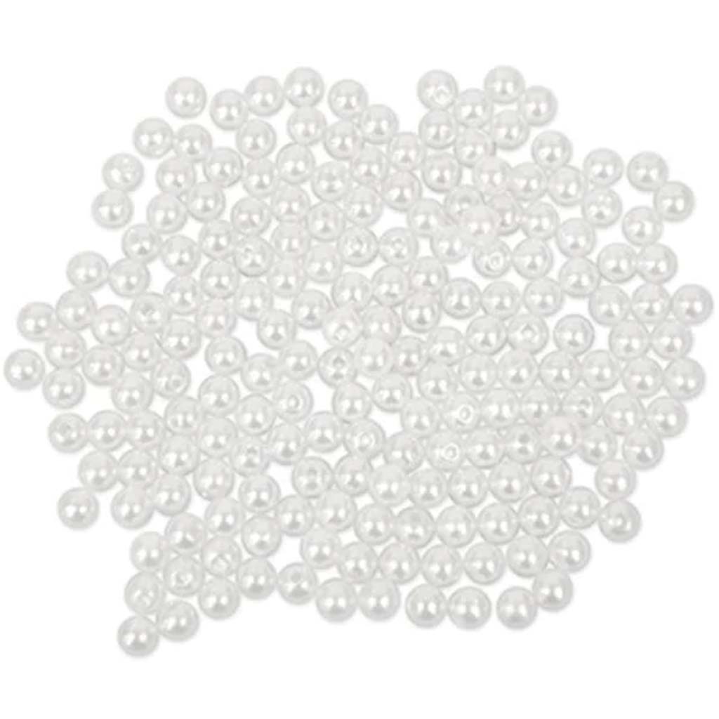 PEARL BEADS ACRYLIC SLEEK WHITE VALUE-PACK 