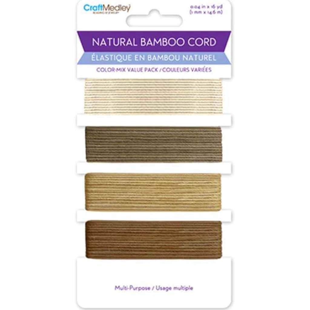 NATURAL BAMBOO CORD:COLOR MIX VALUE-PACK 16YDS (4YRDX4COL) 1MM 