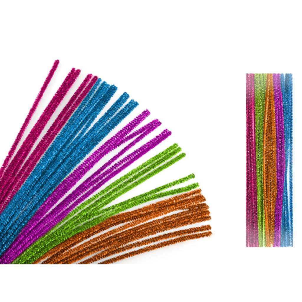 TINSEL CHENILLE STEMS GLITTER PIPE CLEANERS 35/PK 6MMX30CM 