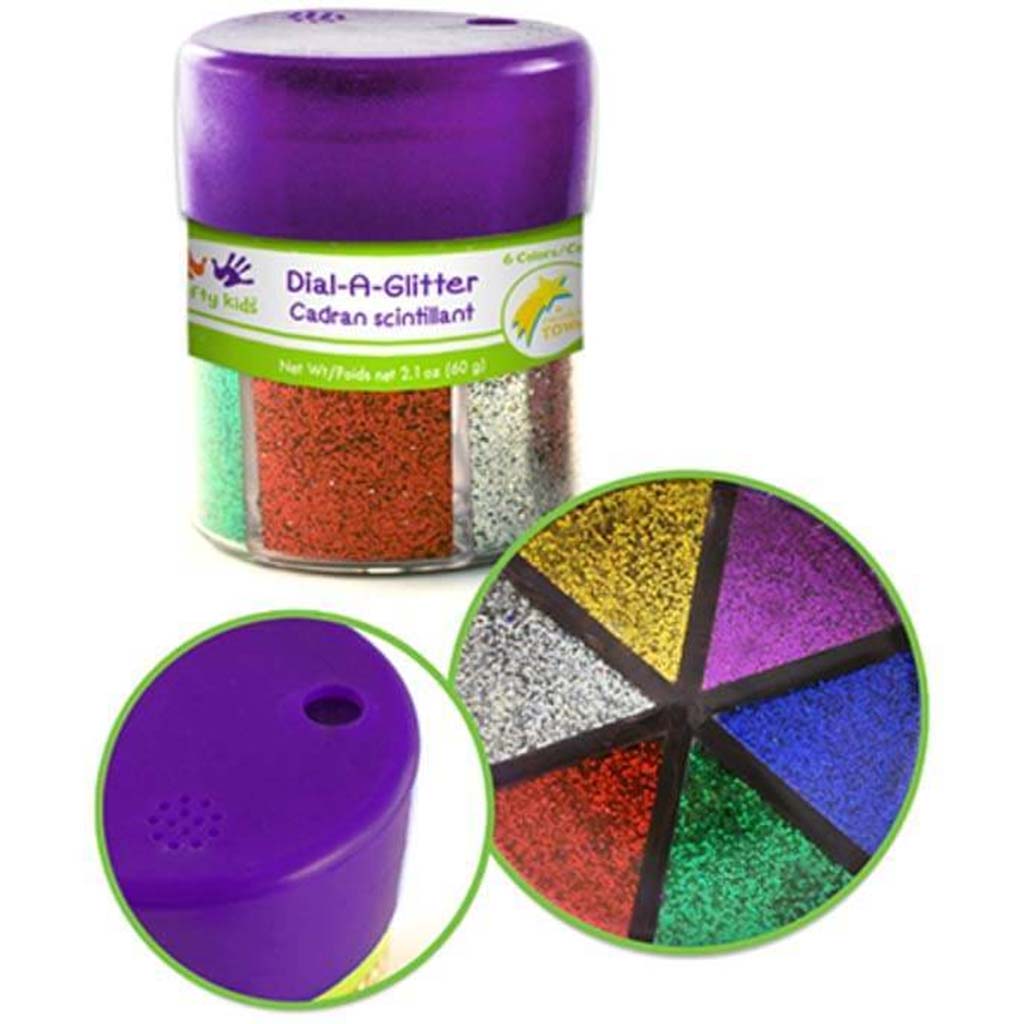 TWINKLE TOWN: 60G GLITTER JAR DIAL-A-GLITTER ASST 6 COLORS 