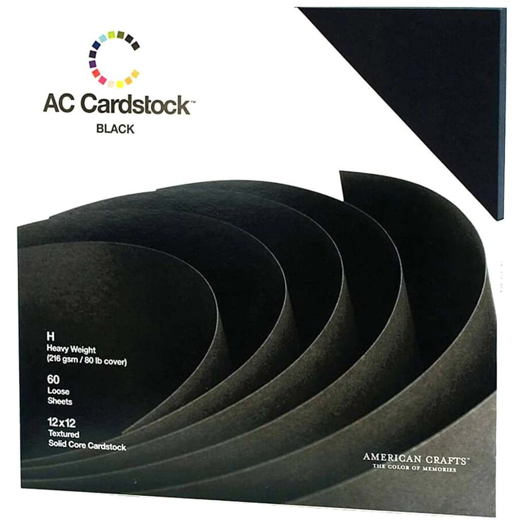 Cardstock Scrapbook 12in x 12in Black 60 Sheets 