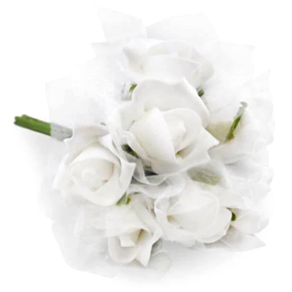A BRIDES WISH: FLORAL BOUQUET X8 W/TULLE SOFT-TOUCH 
