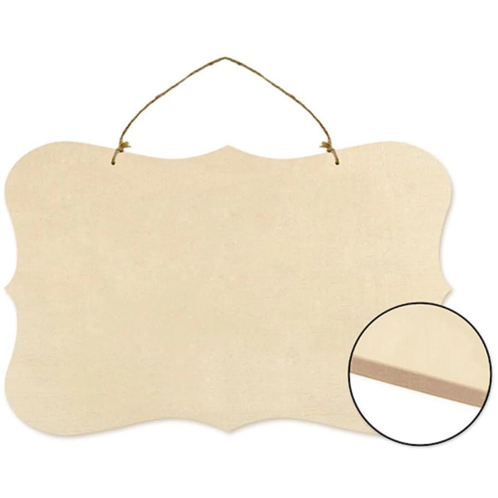 WOOD DECOR PAINTABLE WALL HANGERS W/JUTE CORD 15.75&quot; 