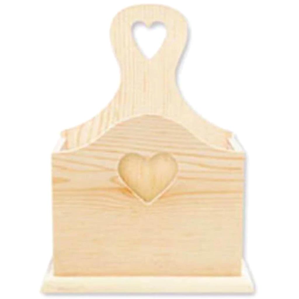 Wood Craft: 4.81in x 6.5in Desk Caddy W/Heart Design 