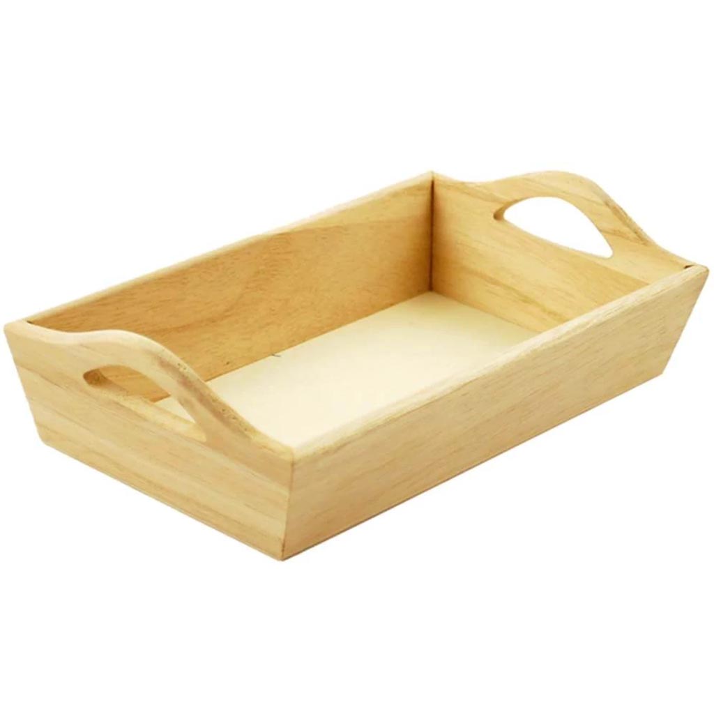 WOOD CRAFT:PAINTABLE TRAY W/HANDLES8 1/8&quot;X4 5/8&quot;X2 1/8&quot; 