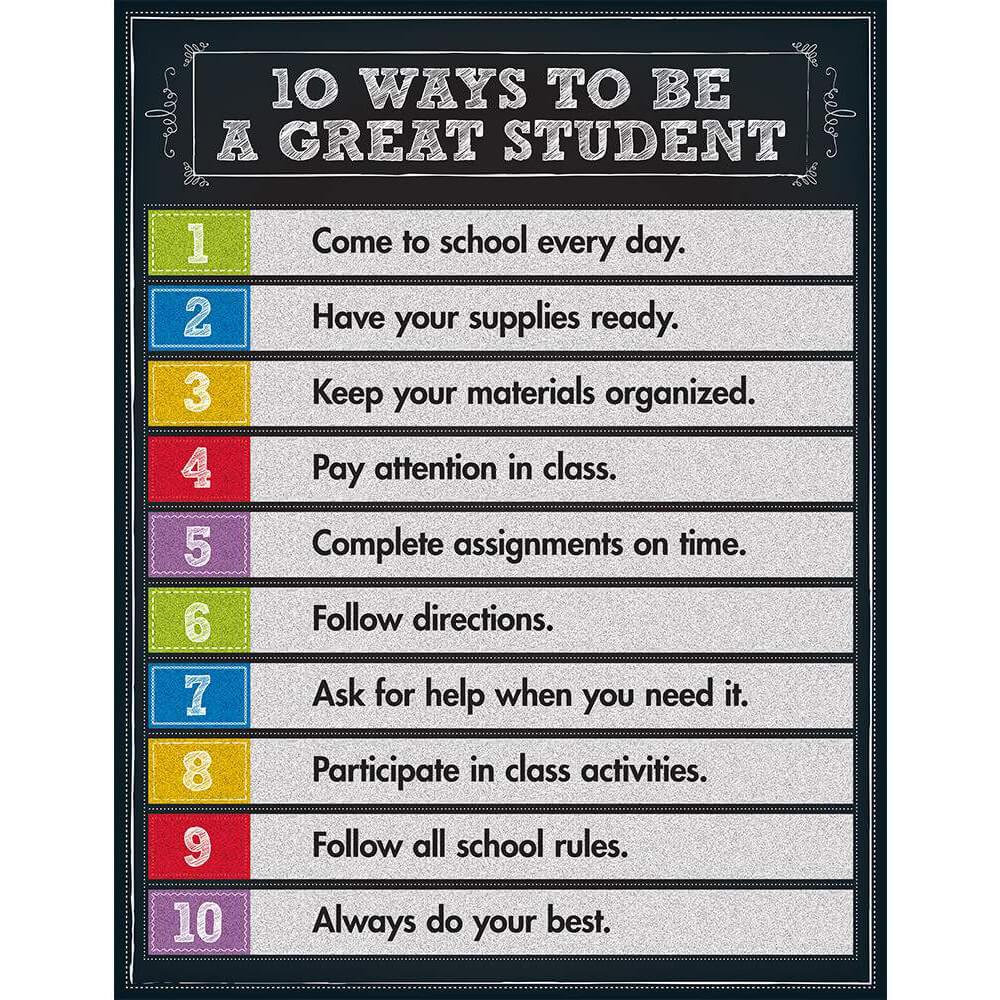 10 Ways To Be A Great Student Chart 