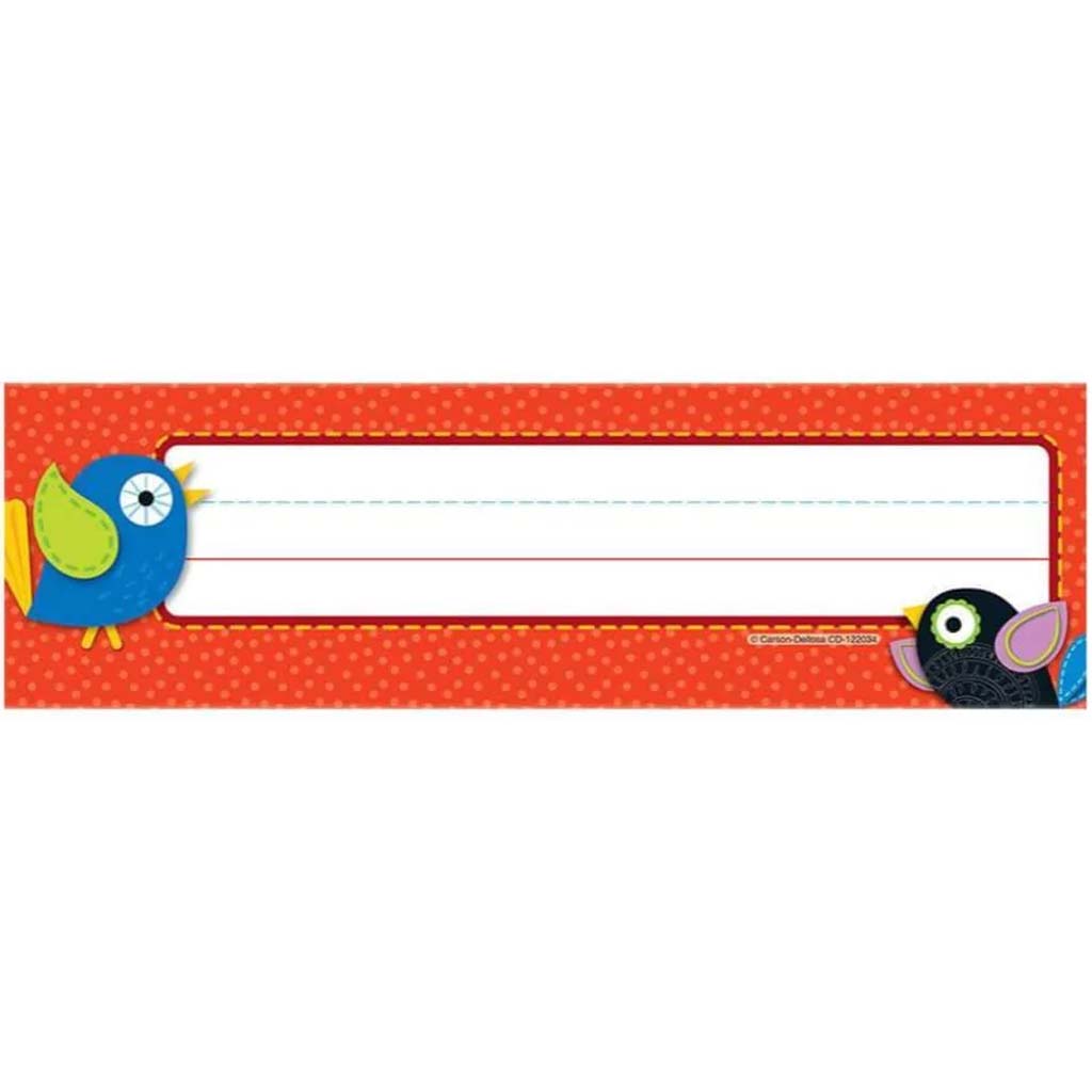 Boho Birds Red Nameplates 