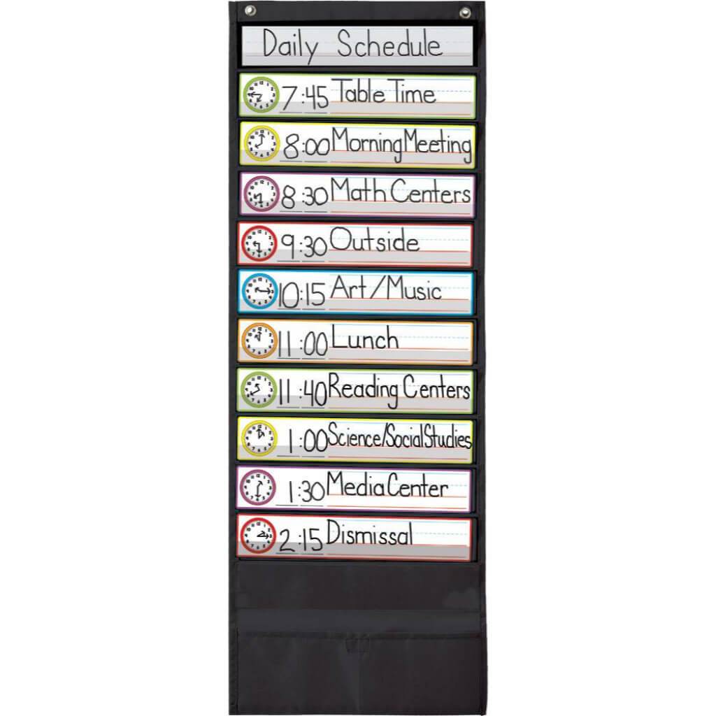 Deluxe Scheduling Black Pocket Chart 