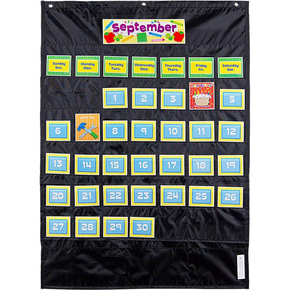 Deluxe Calendar Black Pocket Chart 