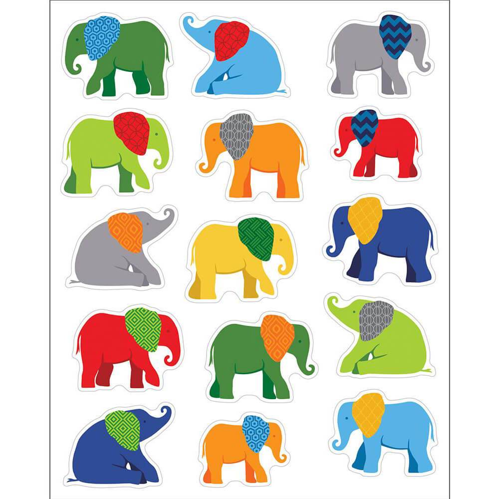 Parade Of Elephants Shape Stickers 