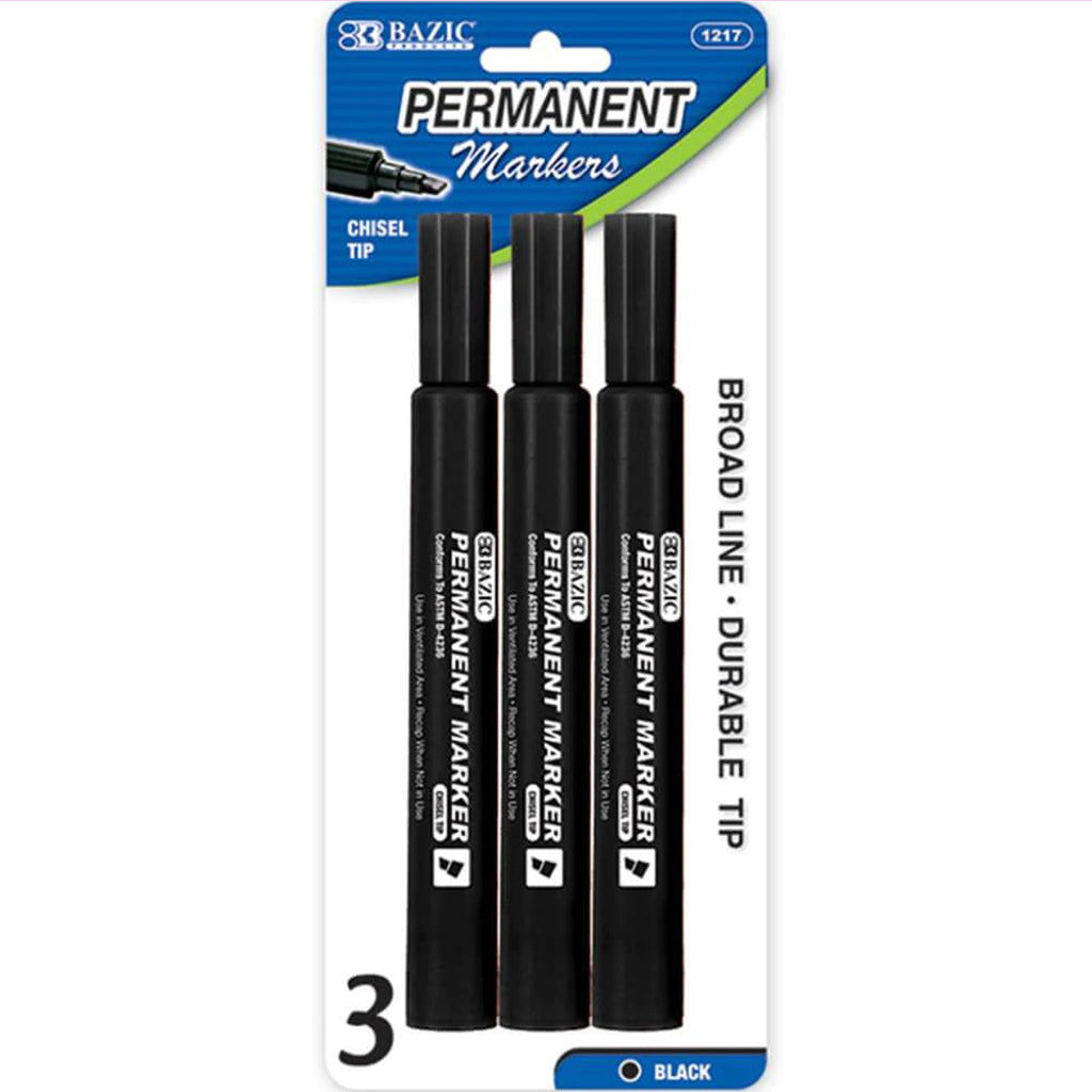 Jumbo Chisel Tip Permanent Marker Black 3ct 