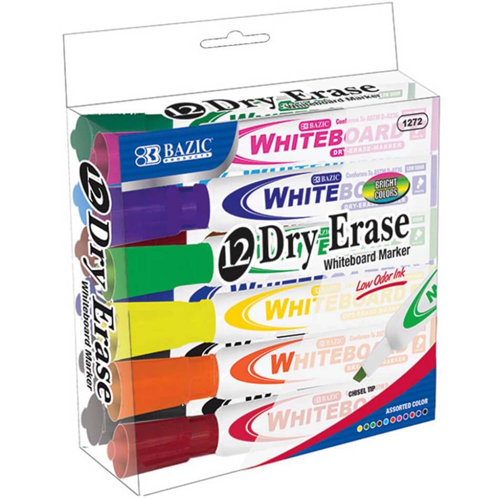 Bright Color Chisel Tip Dry Erase Markers 12pcs 