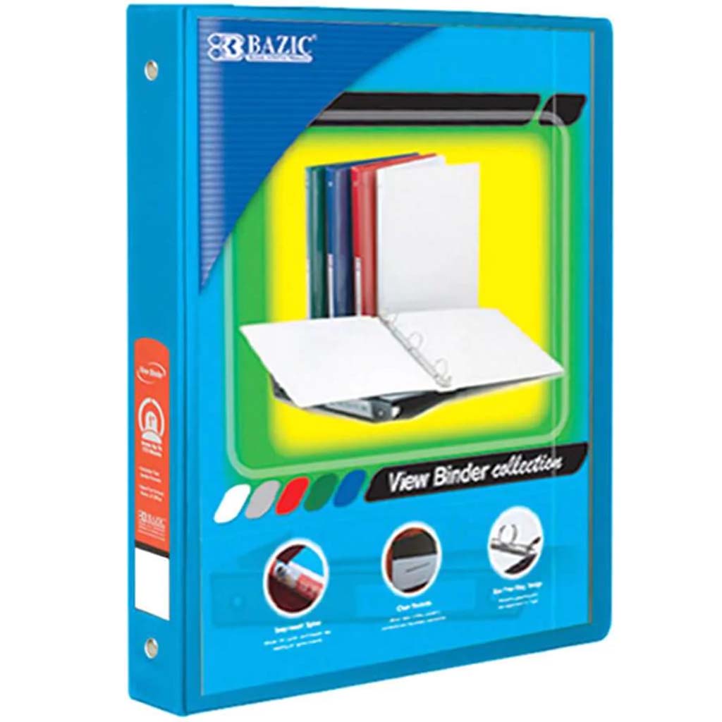 3 Ring View Binder with 2 Pocket 1.2in Cyan 