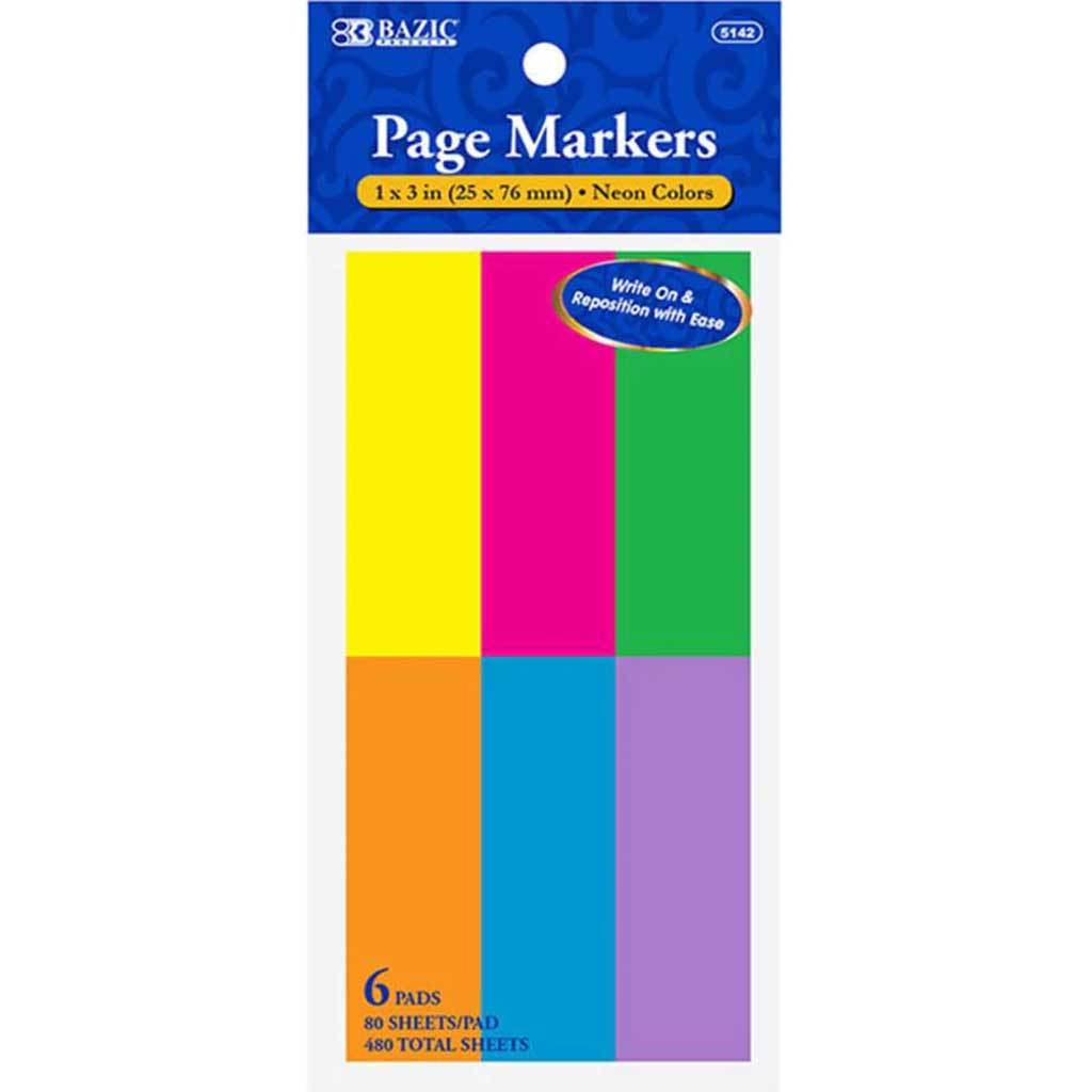 Page Markers Neon 1in x 3in 