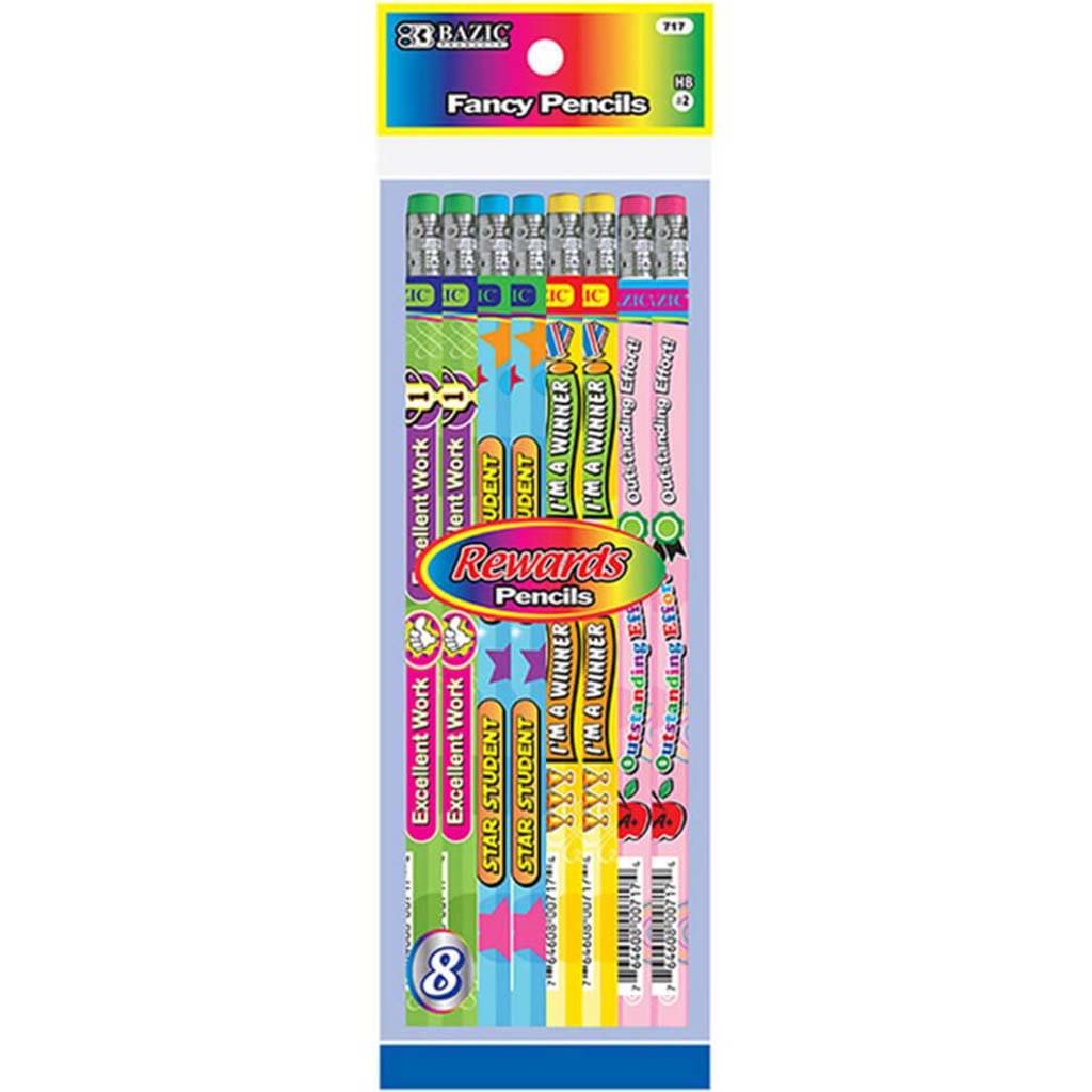 Reward and Incentive Wood Pencils with Eraser 8ct 