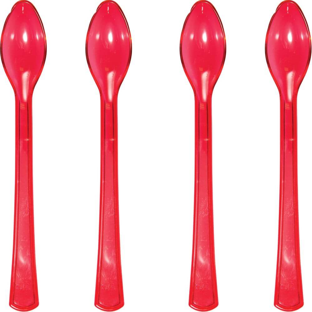 Translucent Red Count Plastic Spoons 24Ct 