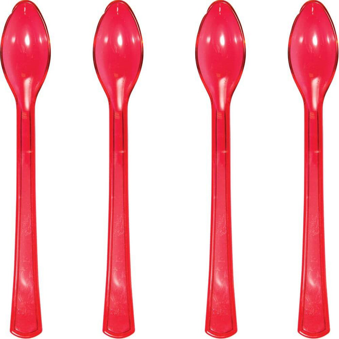 Translucent Red Count Plastic Spoons 24Ct 