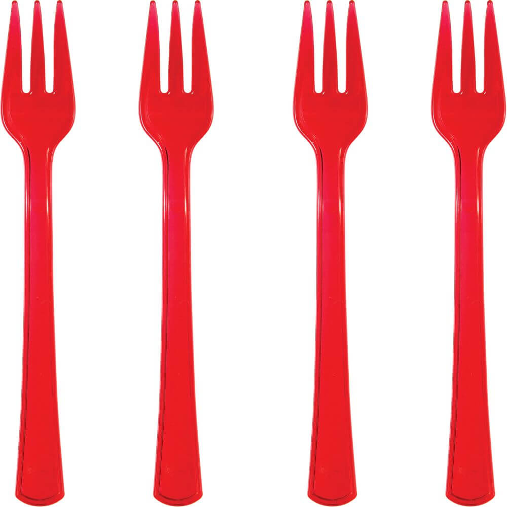 Plastic Forks Mini Translucent Red 24ct 