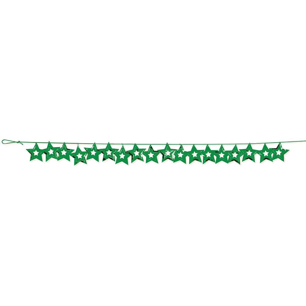 Green Stars Foil Garland 9ft