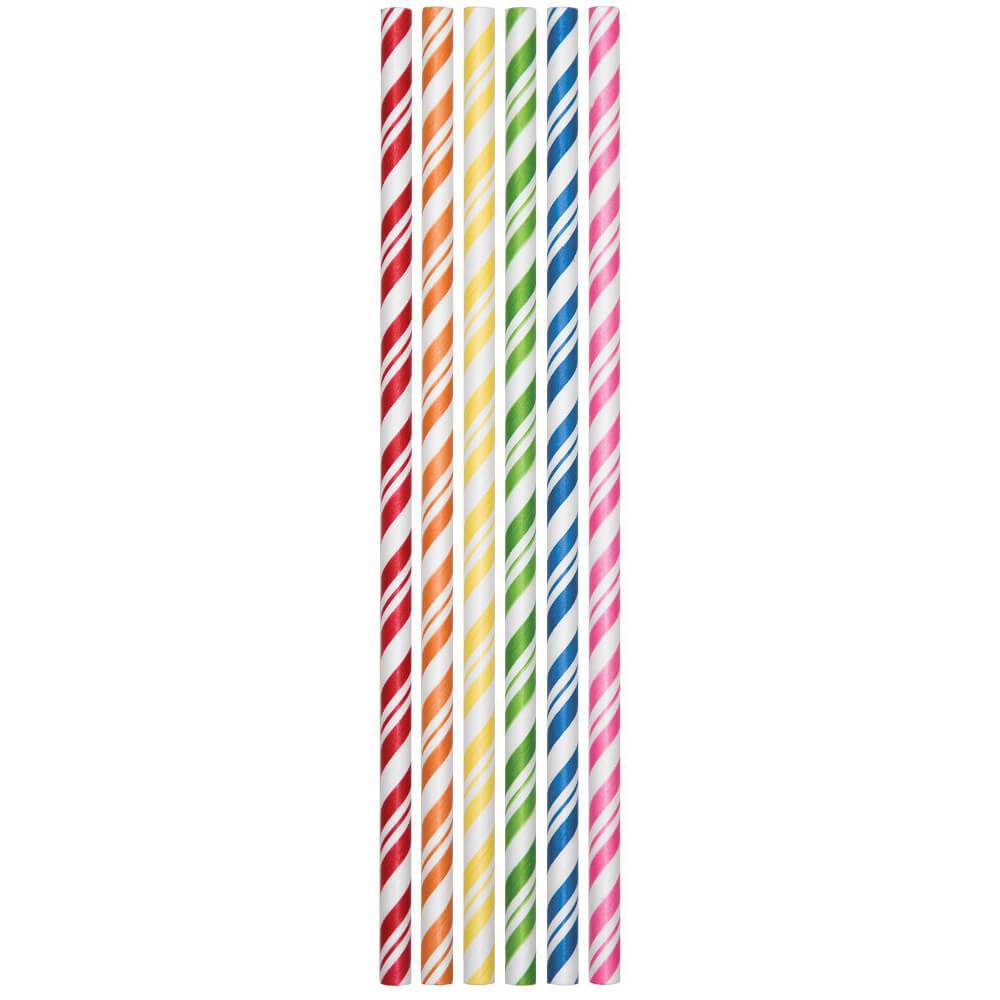 Paper Straws Striped Assorted 24ct 