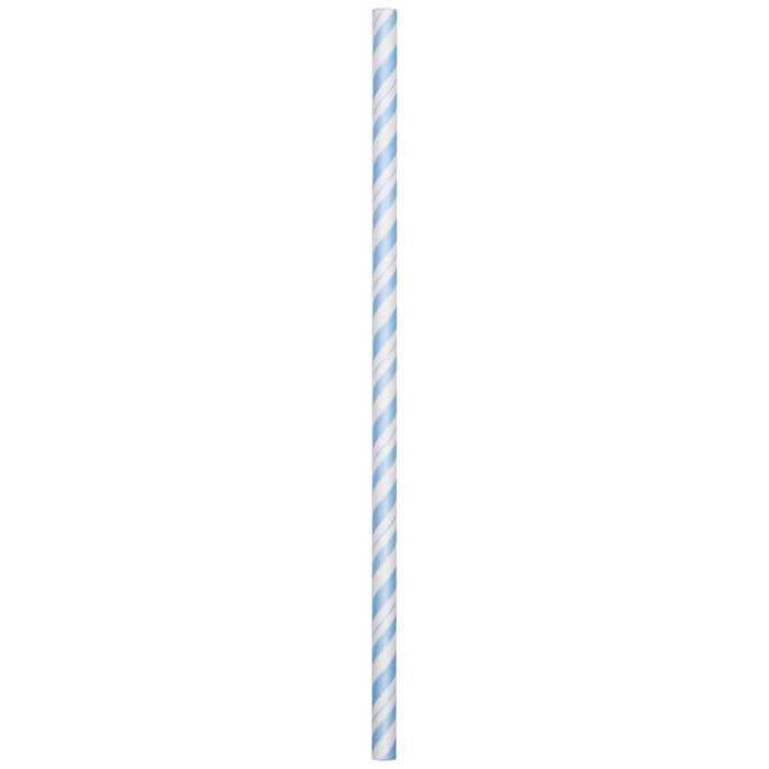 Paper Straws Stripe 24ct, Paste Blue 