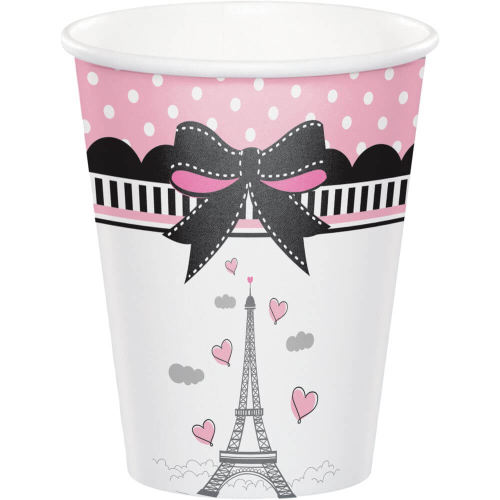 Party Paris Paper Cups 8ct, 9oz