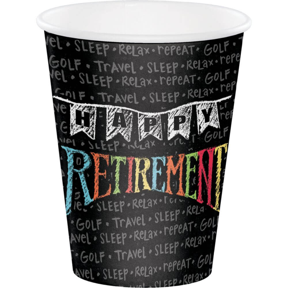 Retirement Chalk, Hot/Cold Cups 12oz 8ct 