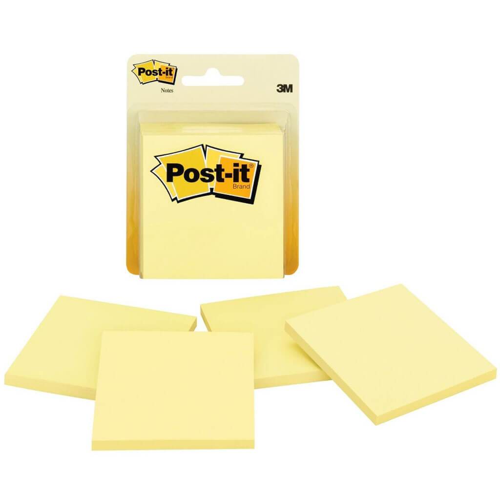 Post-it Notes 3in x 3in Canary Yellow 4Pads