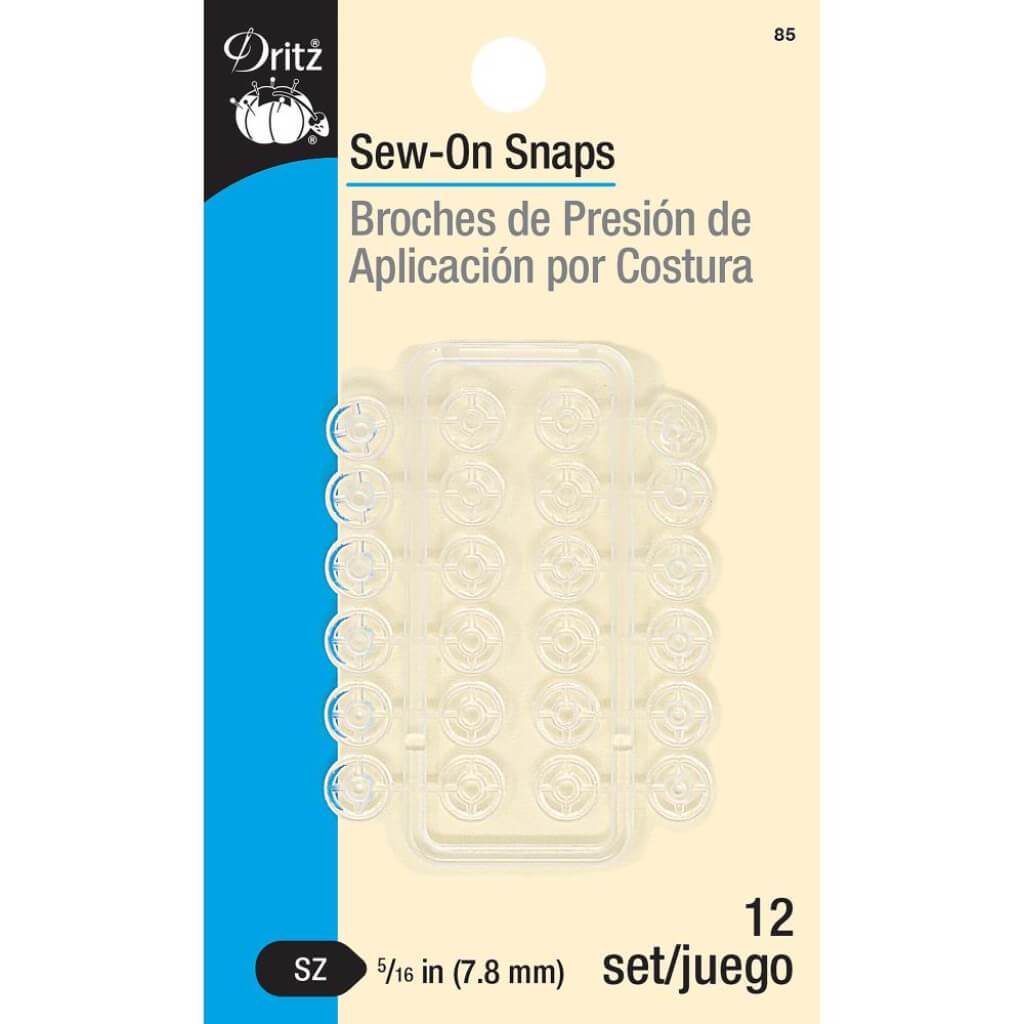 Dritz Sew-On Snaps 5/16in (7.93mm) Clear 12pc
