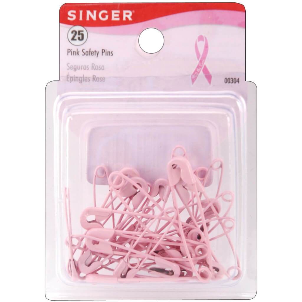 Singer Pink Safety Pins Sizes 1 &amp; 2 25pc