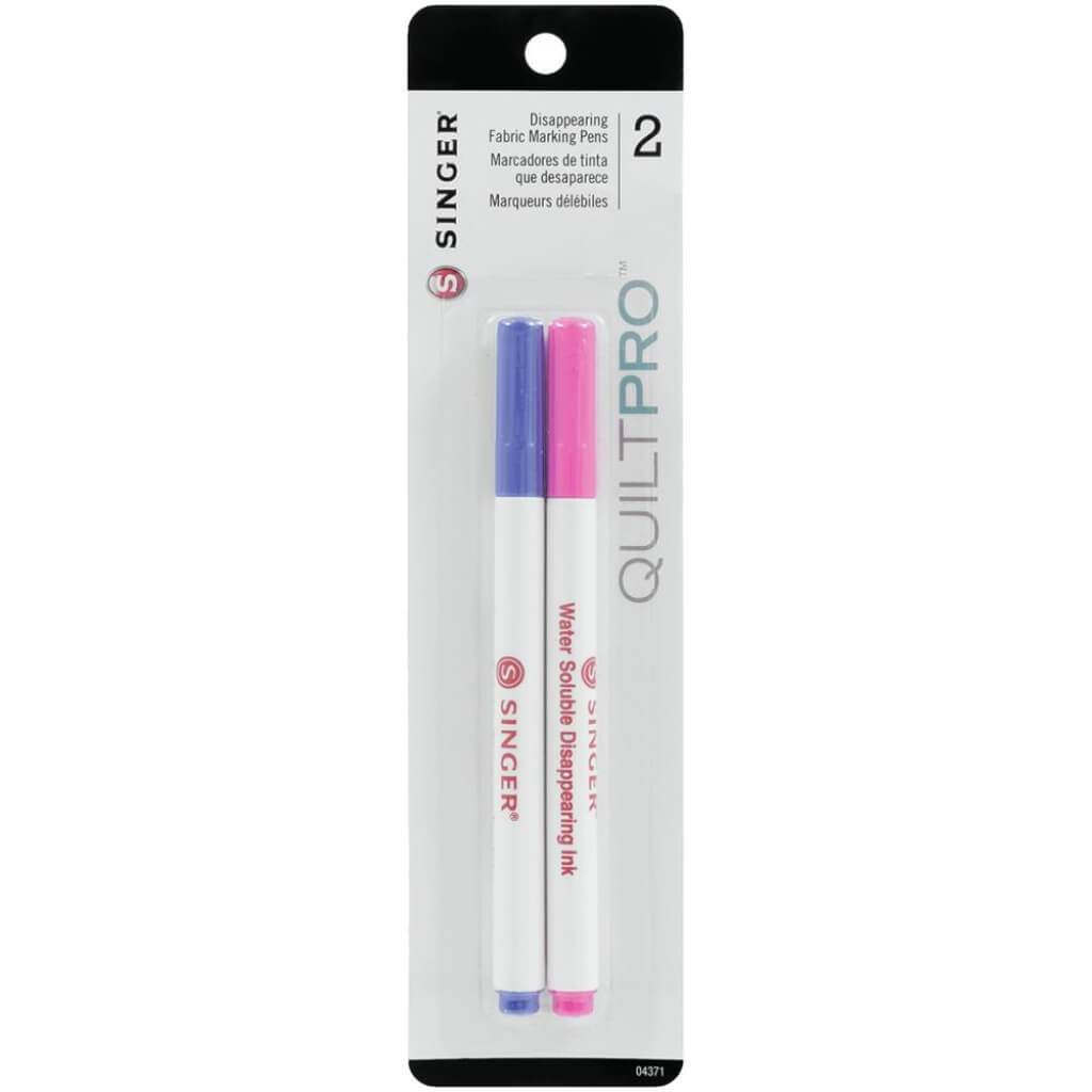 Singer QuiltPro Disappearing Fabric Marking Pens - Fine Pink &amp; Blue 2pc