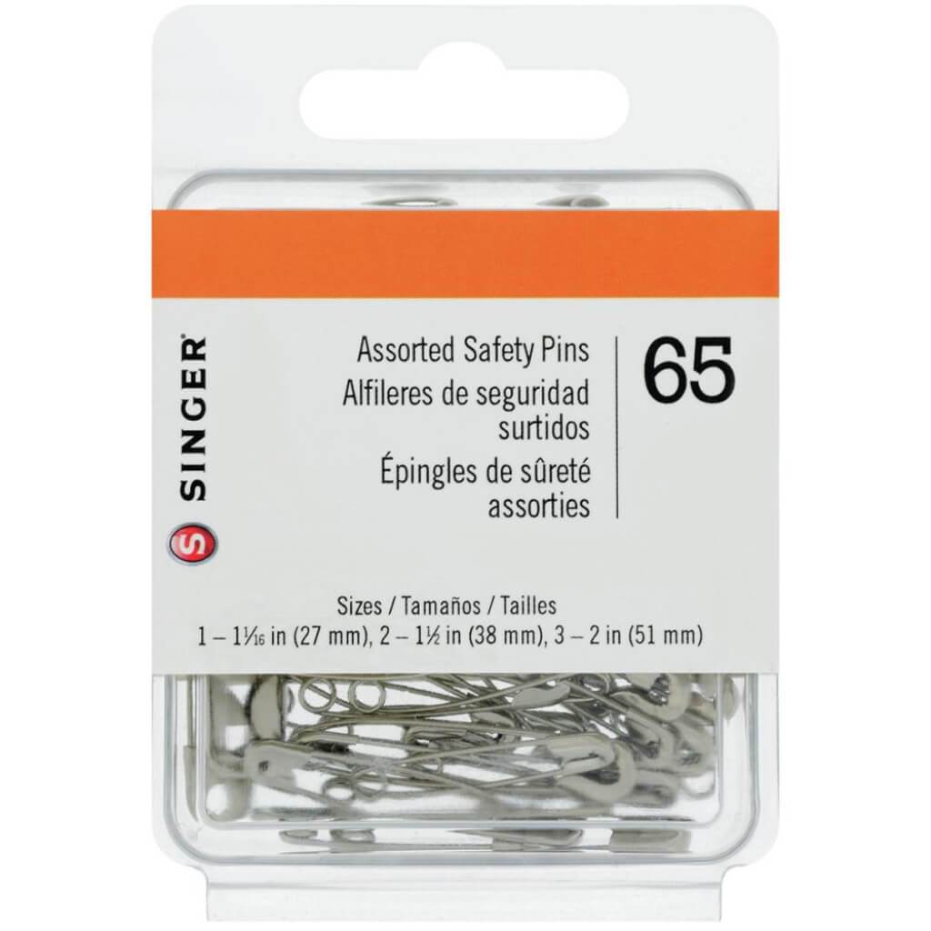 Singer Safety Pins Sizes 1 To 3 65pc