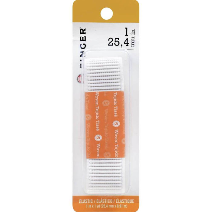 Singer Non-Roll Ribbed Elastic 1in x 1yd White