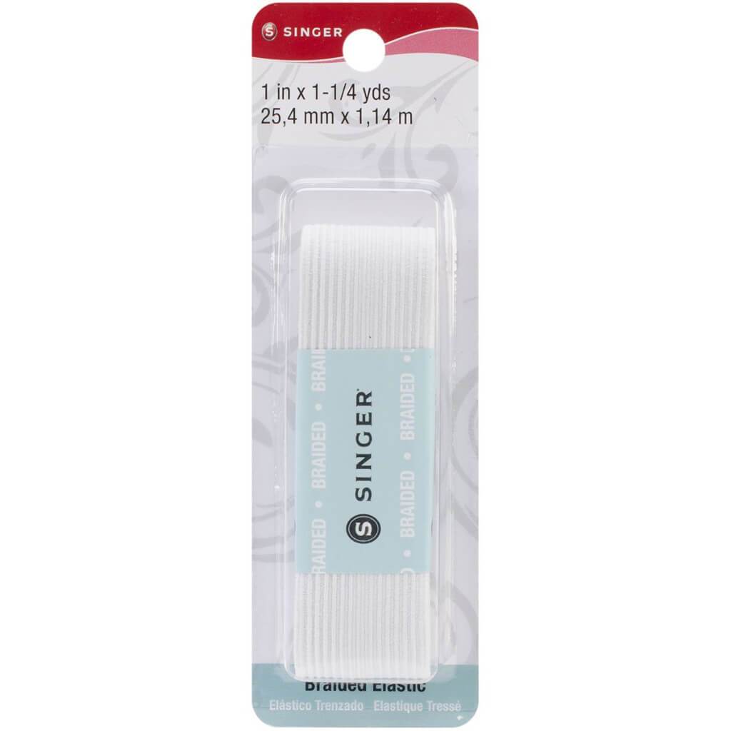Singer Braided Elastic 1in x 1.25yd White