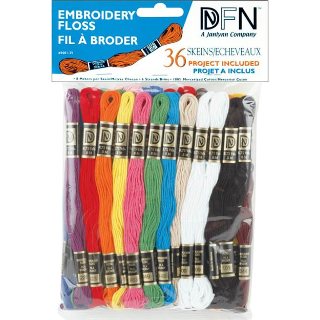 Cotton Embroidery Floss Pack 8.7yd Primary Colors 36pc