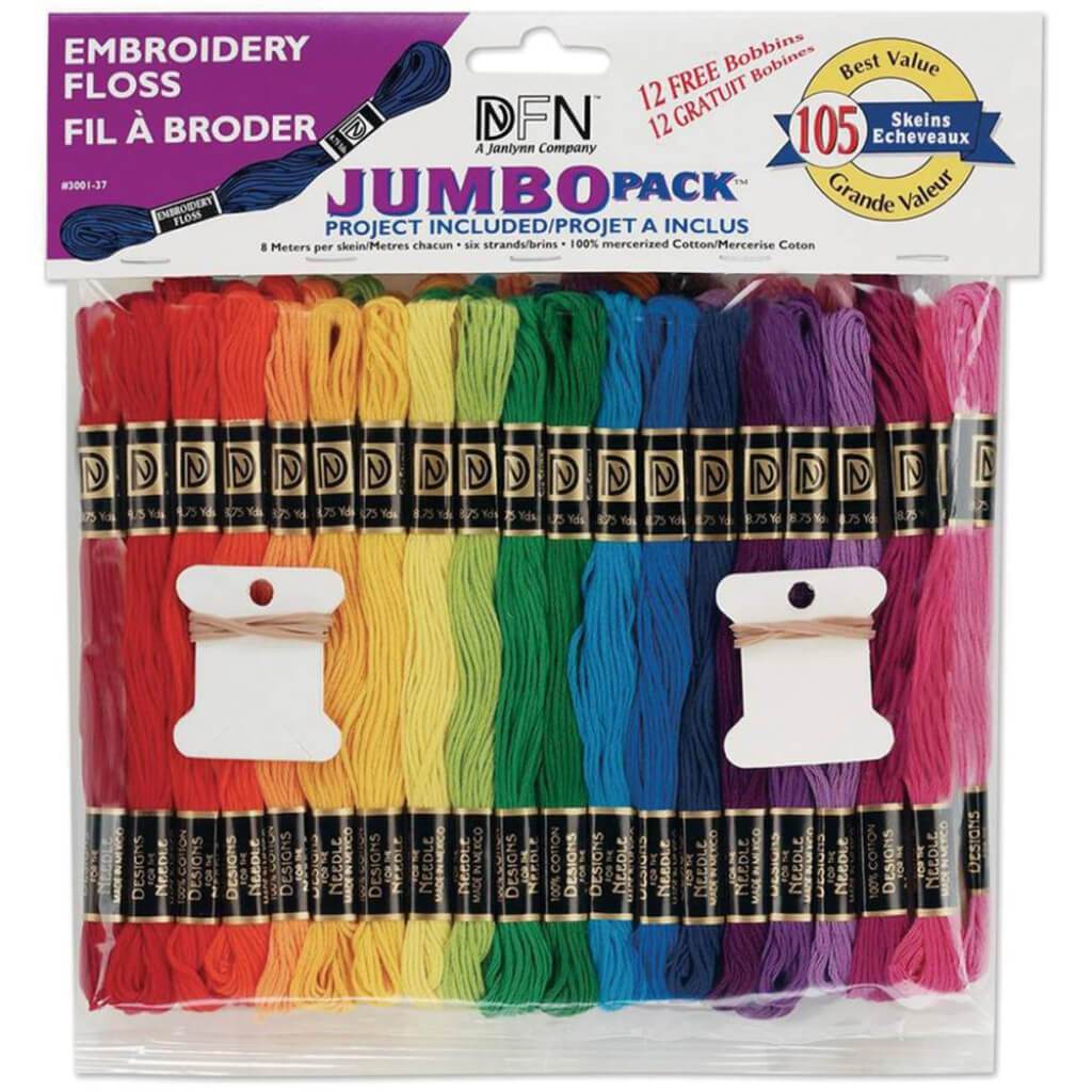 Cotton Embroidery Floss Jumbo Pack 8.7yd Assorted Colors 105pc