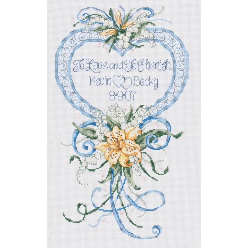 Counted Cross Stitch Kit 9in x 15in Cherish Wedding Heart