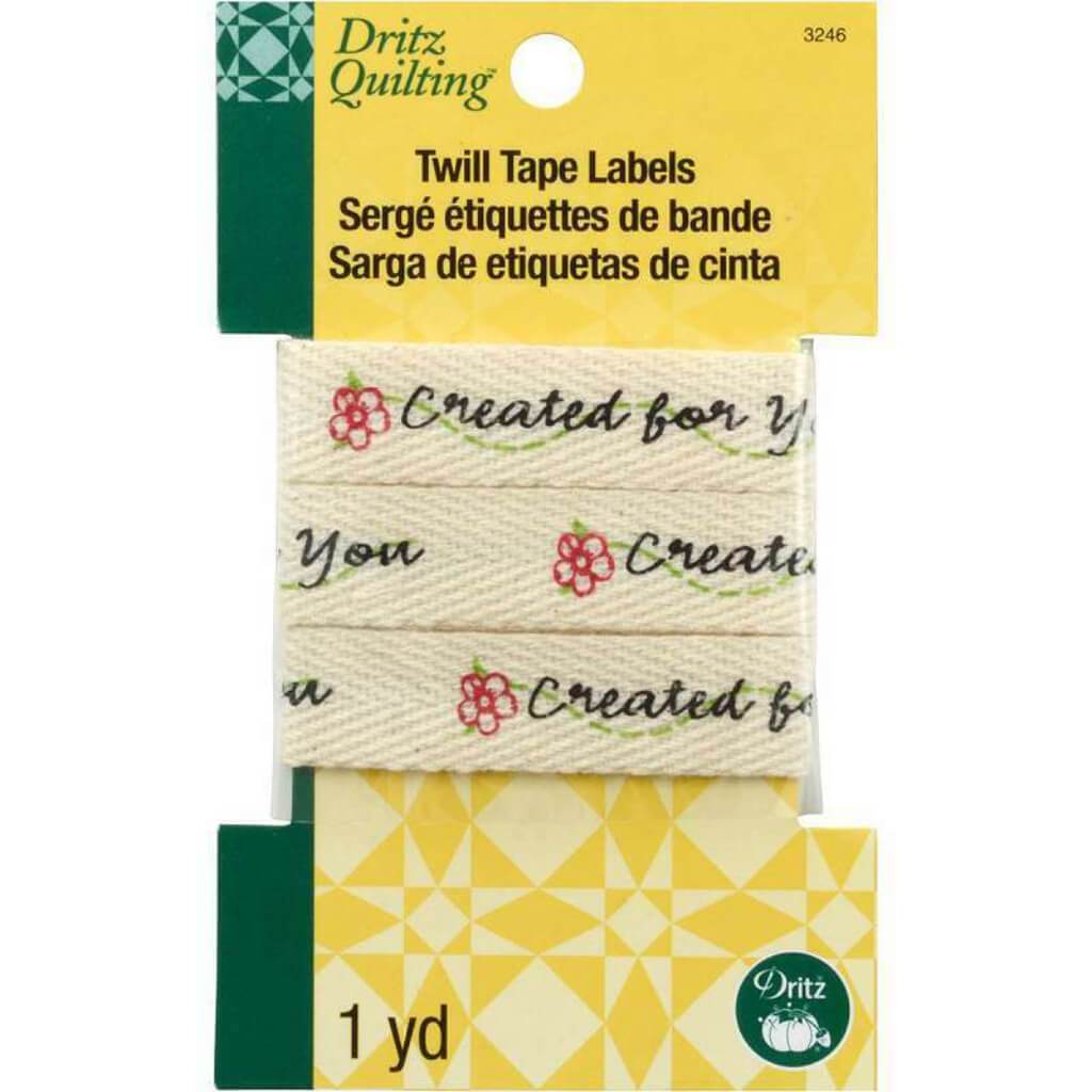 Dritz Quilting Twill Tape Labels Created For You  36in