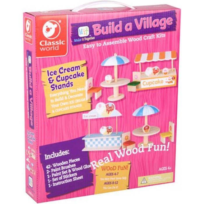 Build A Village Wood Craft Kit Cupcake & Ice Cream Stands