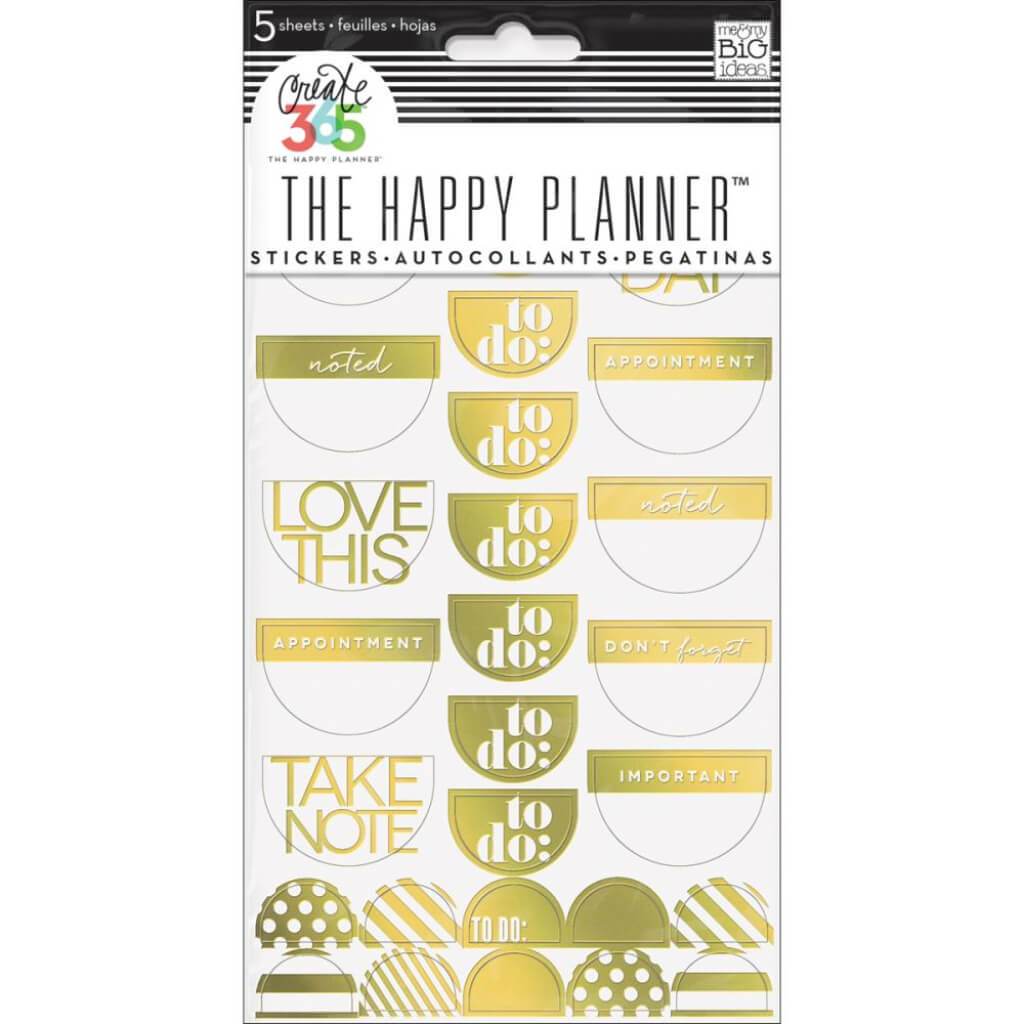 Happy Planner Stickers To Do, Gold Foil 5pc