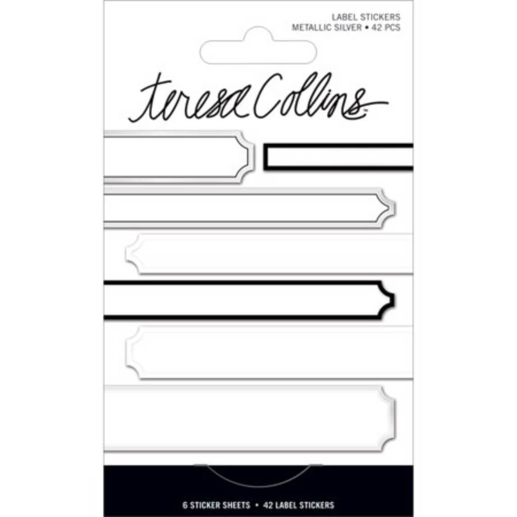 Signature Essentials Foil Label Stickers Silver 42pc