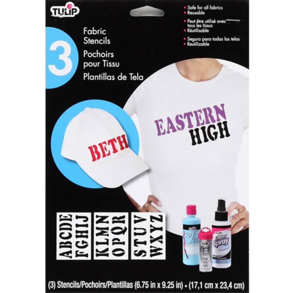 TULIP FABRIC STENCILS COOPER ALPHABET 3PK