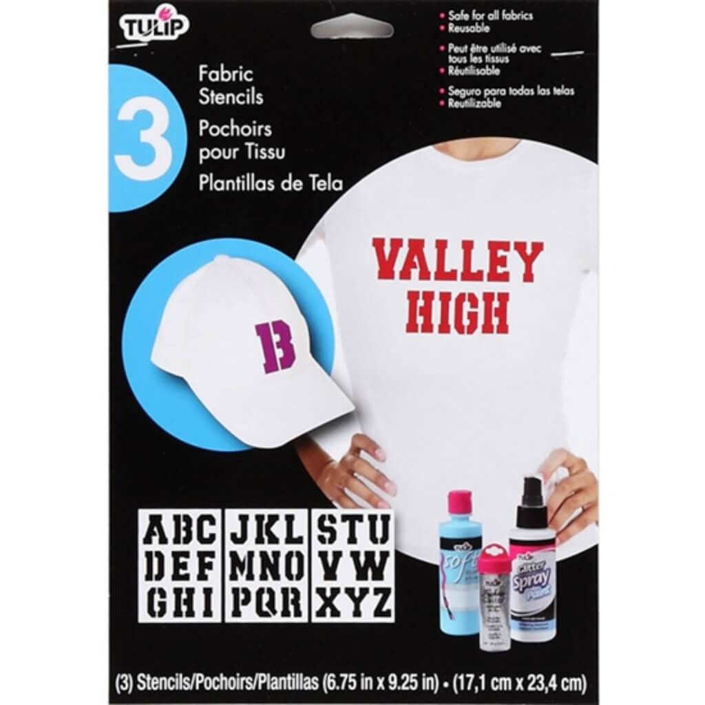 TULIP FABRIC STENCILS COLLEGIATE ALPHABET 3IN